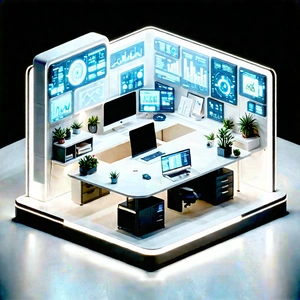 Futuristic tech startup office