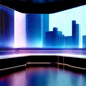 Futuristic (digital:1.12) Workspace With Large, Modern