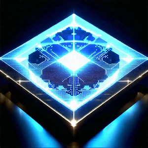 Quantum Computer With Holographic Projection With Blue, Illuminated