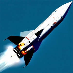 A Rocket Is Flying Through The Sky, Leaving A Trail Of Smoke Behind It