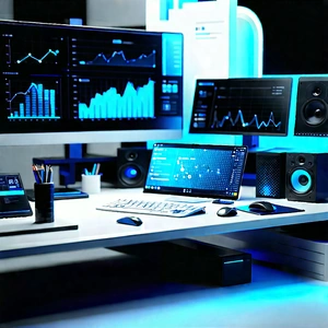 (futuristic:1.46) digital workspace
