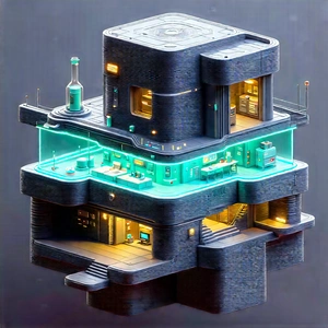 Futuristic Research Laboratory With Image, There