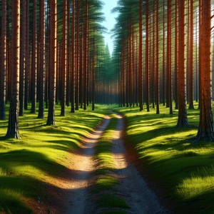 Nature Blender Artwork: Path through pine (forest:1.42)