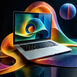 Laptop With (digital:1.14) Artwork With Laptop Computer
