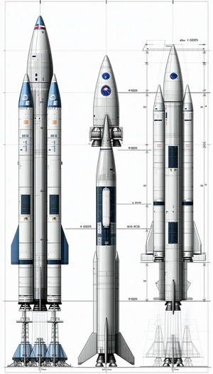 white blue rocket shown drawing
