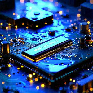 Close-up Of Electronic Circuit With Close-up Computer