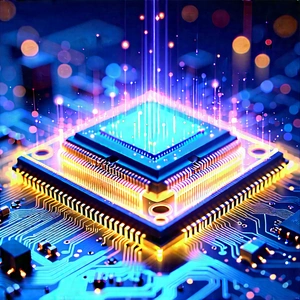 Microchip With Holographic Projection With Close-up Computer