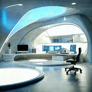 Futuristic digital workspace
