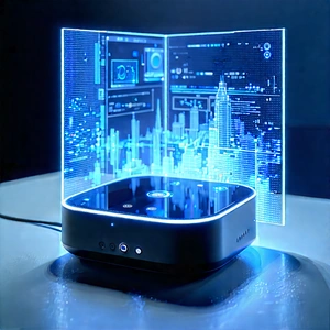 Smart Home Device With Holographic Display With Small Black