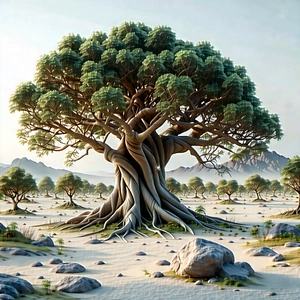 Nature Cinema 4d: Ancient Tree In Dry Season With Large Tree