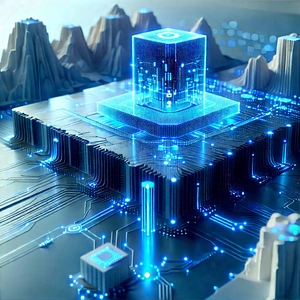 Blockchain Network Visualization With Futuristic Cityscape