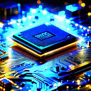 Microchip with blue light glow