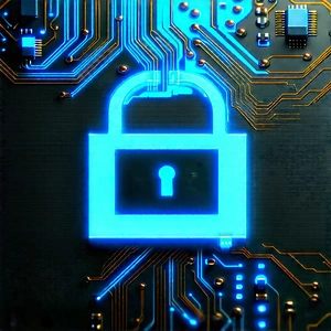 Circuit board with blue light glow