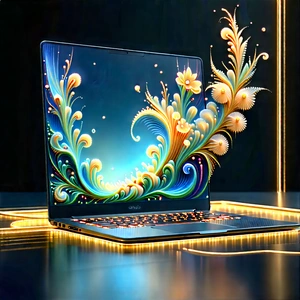 Laptop With Glowing Screen With Laptop Computer