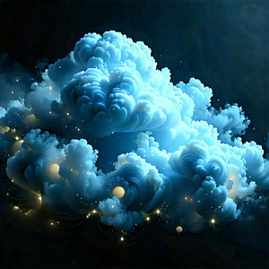 Cloud Computing Visualization With Large, Blue