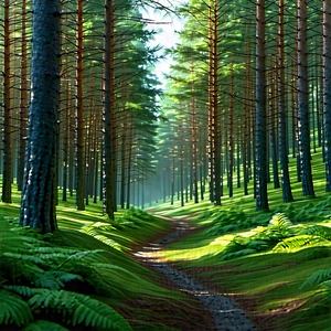 Nature Concept Art: Path through pine forest