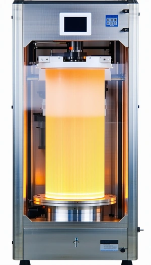 A Large Machine Is Shown In The Image, With A Yellow Light Shining Through It