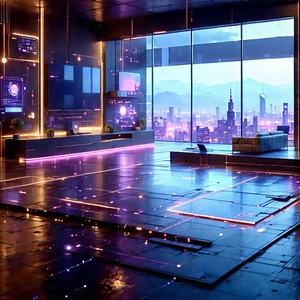 Futuristic tech startup office