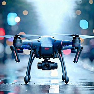 Drone With Digital Artwork With Blue Drone