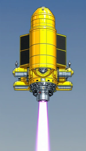 A Yellow Spacecraft Is Shown In A Blue Sky