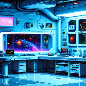 Futuristic Research Laboratory With Image, There