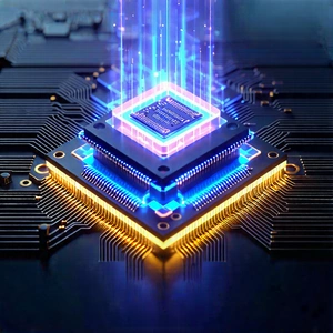 Tech Matte Painting: Microchip with holographic projection