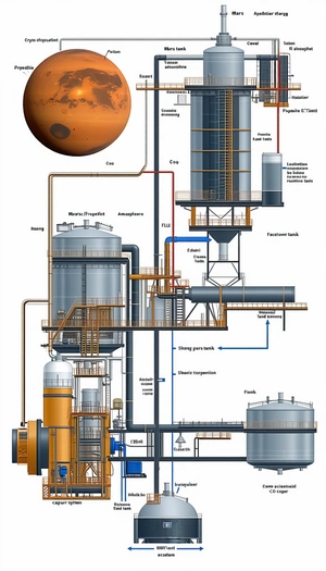 A Large Industrial Plant Is Shown In A Diagram, With Various Pipes And Equipment Labeled
