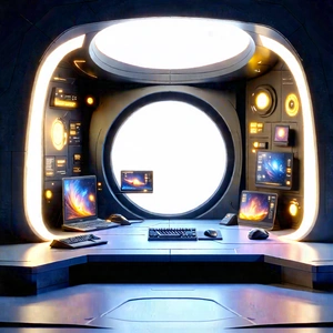 Futuristic digital workspace