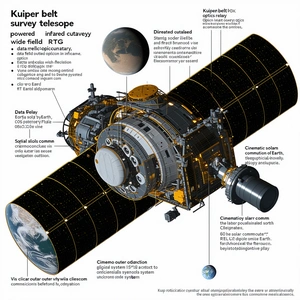 The Image Is A Diagram Of A Spacecraft, Specifically A Space Telescope, With Various Parts Labeled