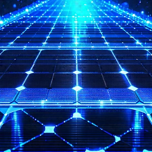 Solar Panel With Blue Light Glow With Blue Solar