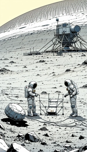 In The Image, There Are Two Astronauts Standing On A Barren