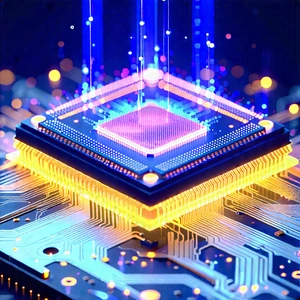 Microchip With Holographic Projection With Close-up Computer