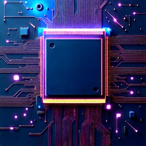Microchip with neon accents