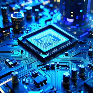 Close-up Of Electronic Circuit With Close-up Computer