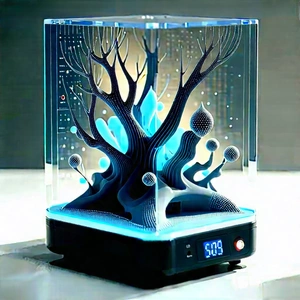 3d Printer With Digital Particles With Small Tree