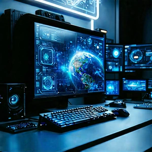 Futuristic digital workspace