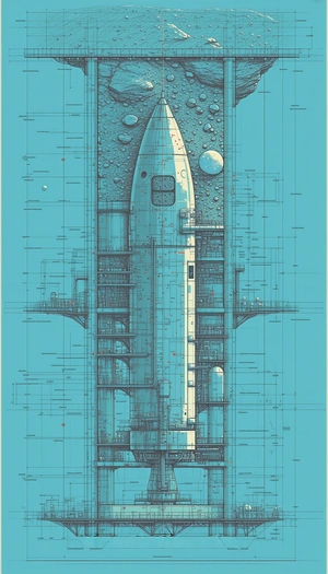 space shuttle shown blue drawing