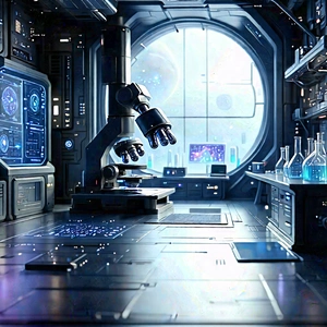Futuristic Research Laboratory With Futuristic Setting,