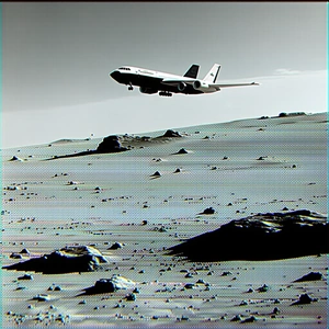 A Large Airplane Is Flying Over A Rocky Landscape