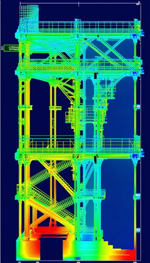 The Image Is A 3d Model Of A Large Structure, Possibly A Bridge Or A Building