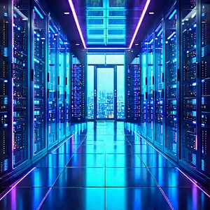 Server Rack With Neon Accents With Image, There