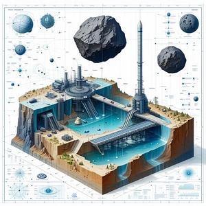 The Image Is A Detailed Illustration Of A Futuristic City, Featuring A Large Underground Water Park