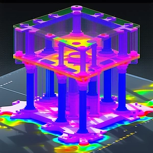 A Colorful, Three-dimensional Structure Is Displayed In A Black And White Image
