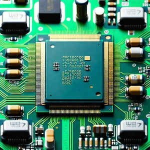 Tech Digital Art: Close-up of microprocessor