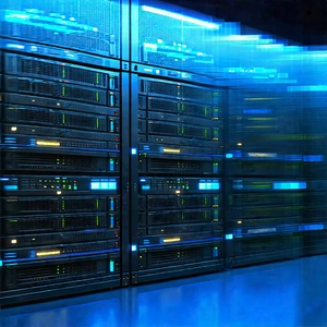 Server Rack With Data Streams With Image, There