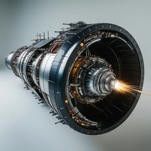 A Large Jet Engine Is Shown In A Close-up View