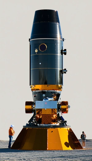 A Large Black Spacecraft Is Shown In A Close-up View