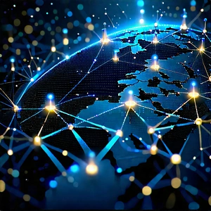 Blockchain Network Visualization With Blue White