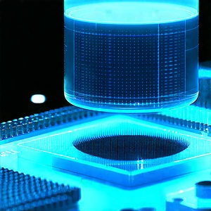 Entertainment Technology In (modern:1.2) Laboratory With Blue Object