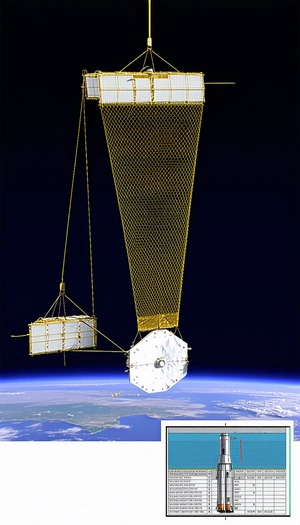 A Large Satellite, Which Appears To Be A Space Station, Floating In The Air